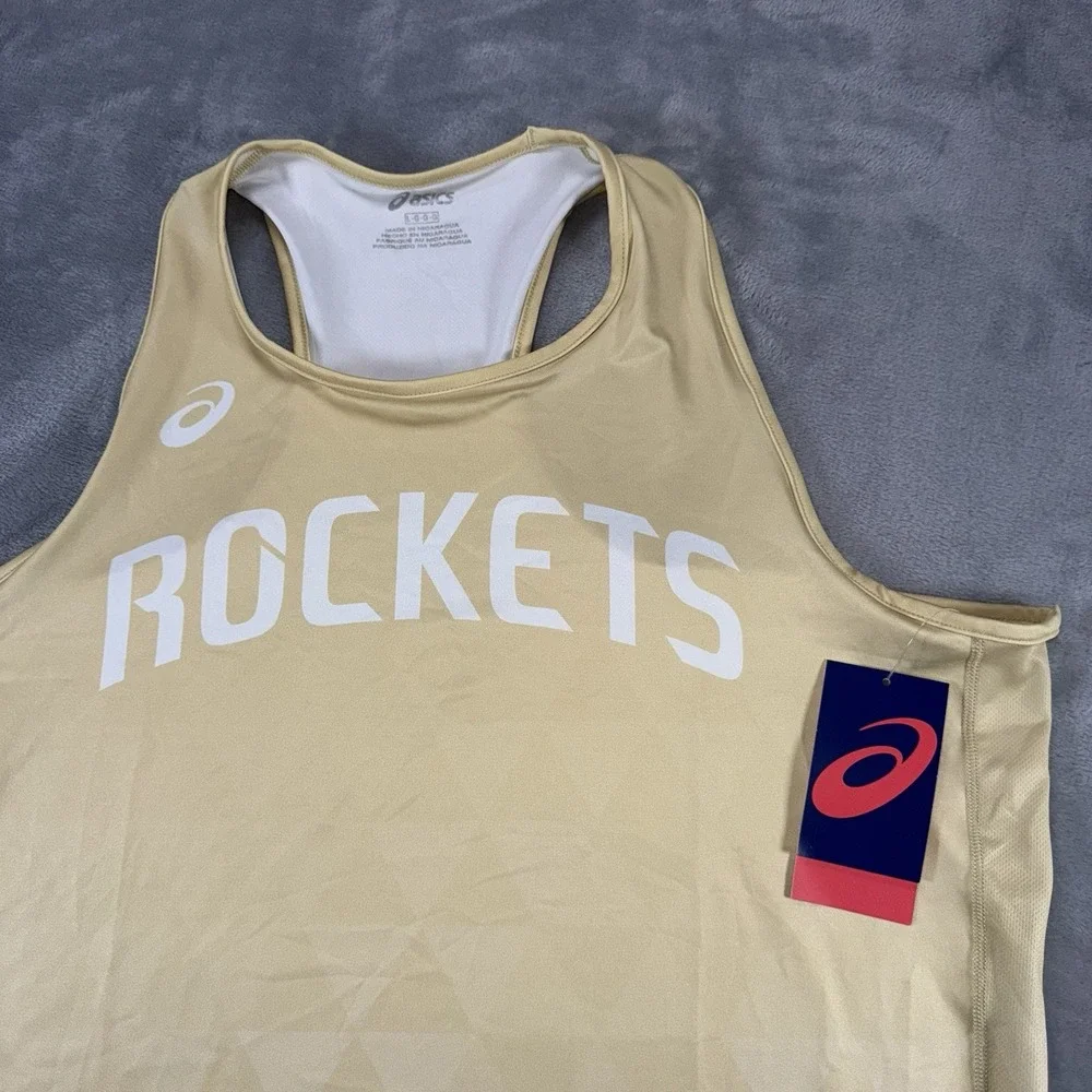 NWT ASICS Houston‎ Rockets Women's Large Gold Razorback Performance Tank Top - Picture 2 of 9